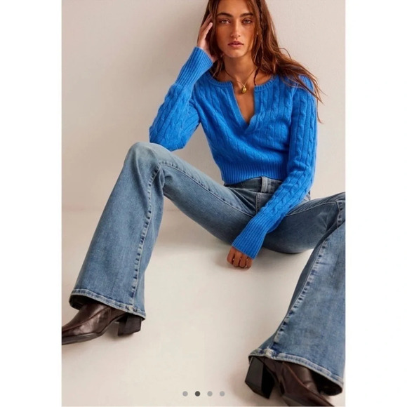 NWT Free People Jayde Flare Jeans High Rise Denim in Blue Sea Medium Denim 27 - Picture 12 of 12